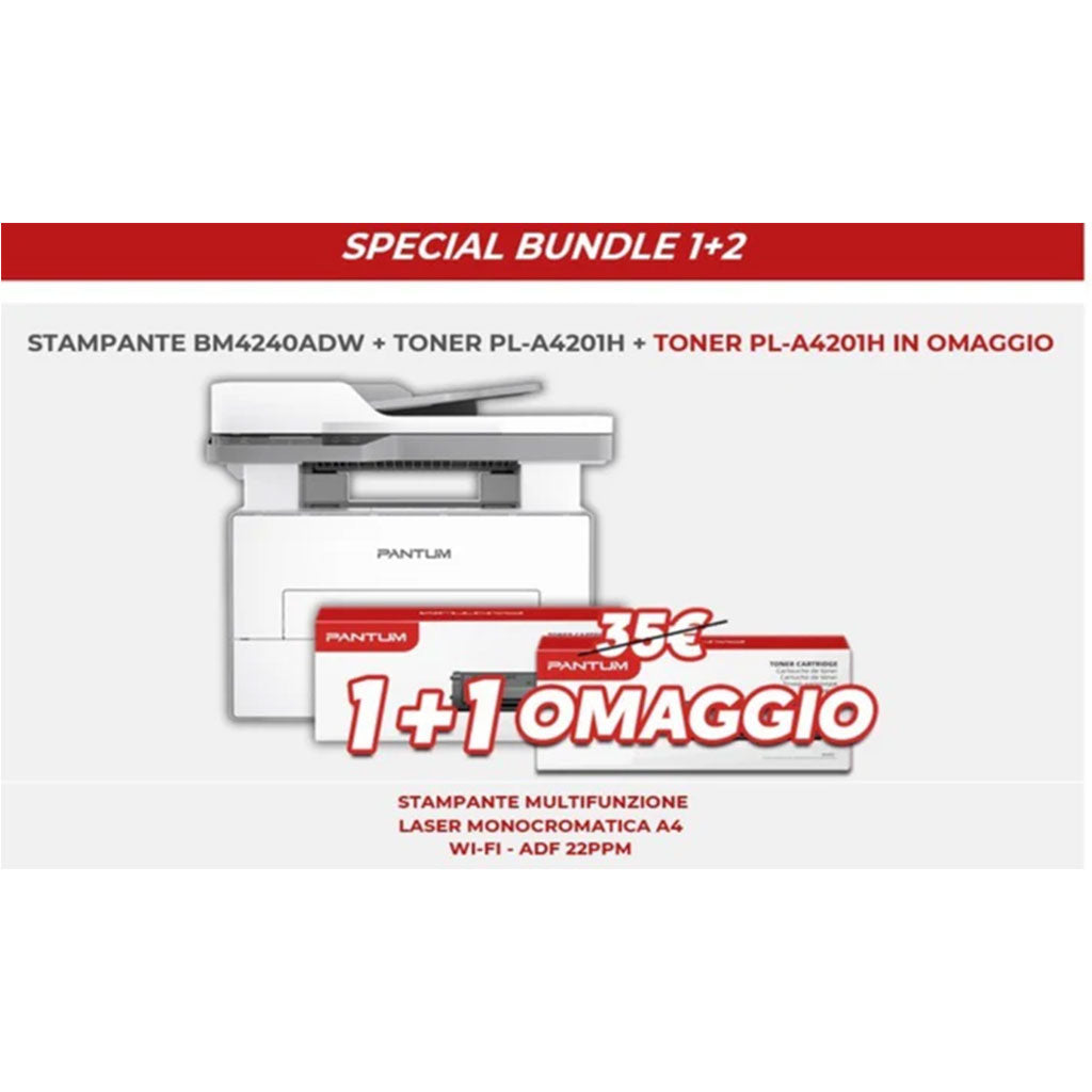 Pantum Multifunzione  BM4240ADW Laser A4 ADF Wi‑Fi LAN Duplex + Toner Bundle Omaggio