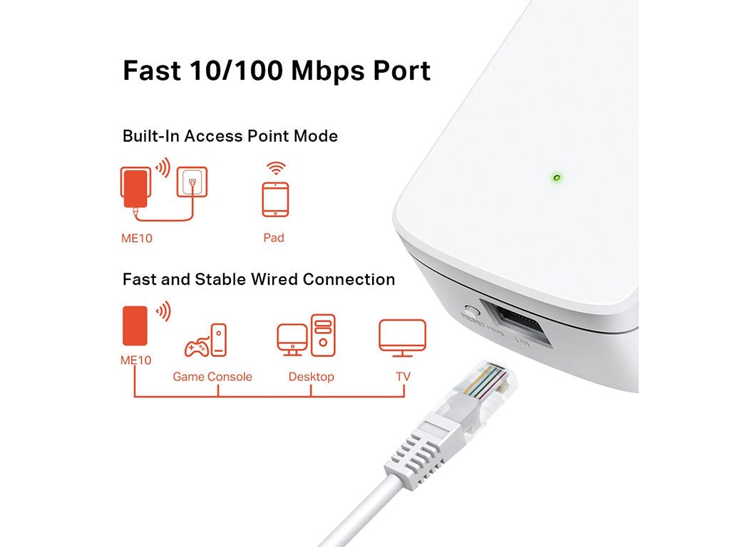 Mercusys TP-Link ME10 Ripetitore Wireless WiFi Extender e Access Point, Velocità Single Band 300Mbps