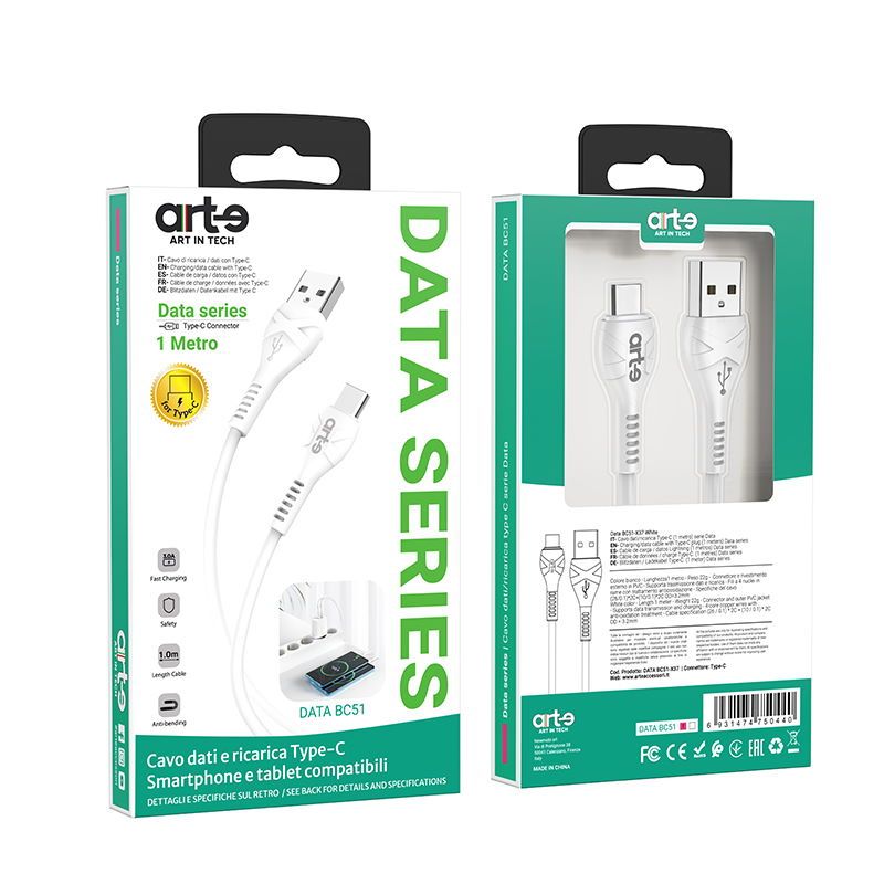 Cavo dati/ricarica type-c usb bianco 1m serie Data